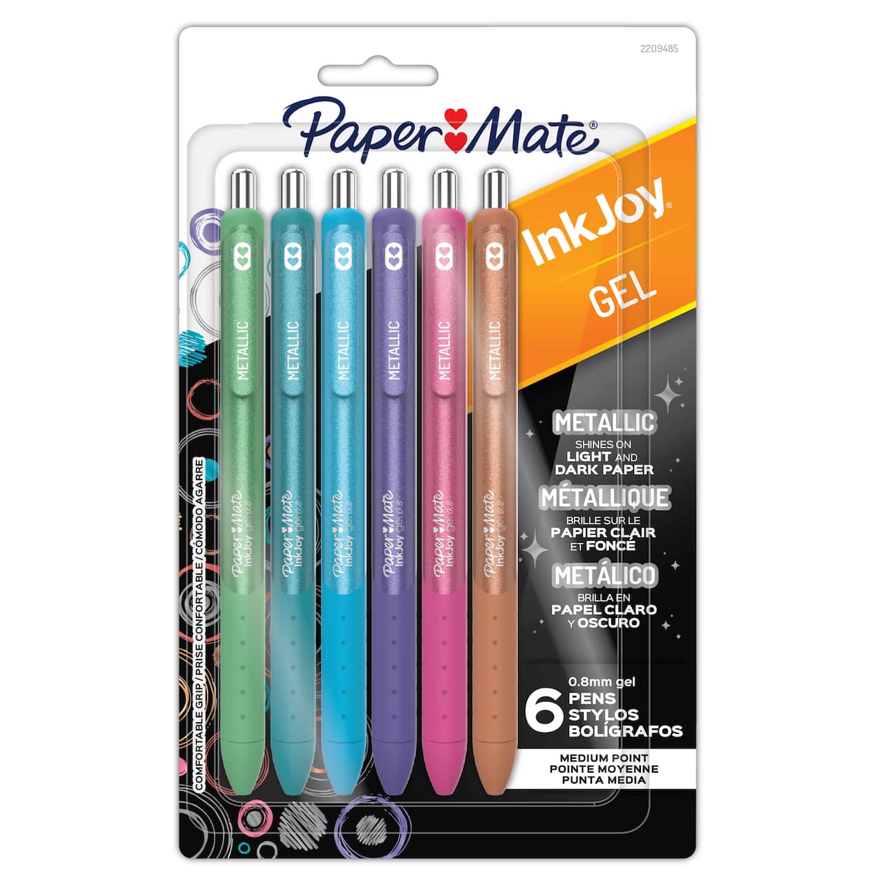 Paper Mate® InkJoy® Metallic Retractable 0.8mm Gel Pen 6 Colour Set